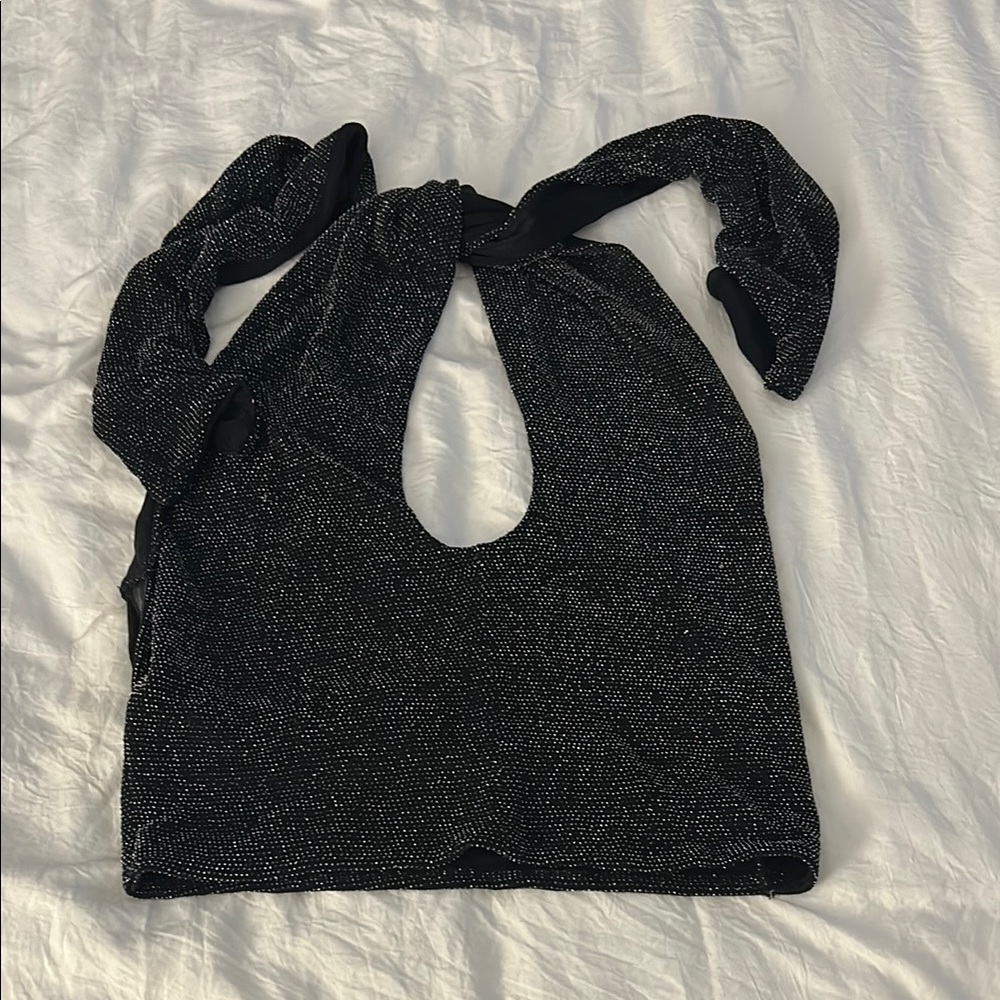 Bar III, Black Glitter Women's Halter Top. Size M